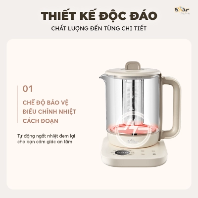 Bình pha trà giữ nhiệt Bear SB-PT15K (1.5L)