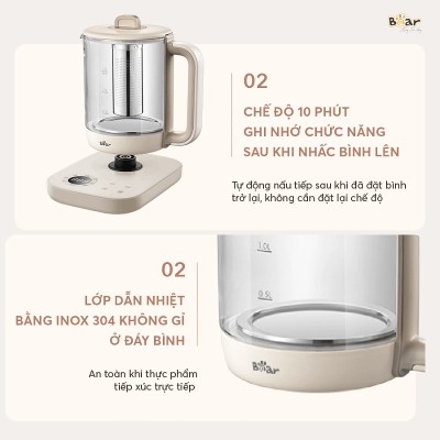 Bình pha trà giữ nhiệt Bear SB-PT15K (1.5L)