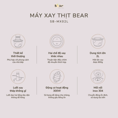 Máy xay thịt Bear 2L SB-MA02L