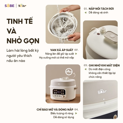 Nồi áp suất điện đa năng Bear 4L SB-AS40W