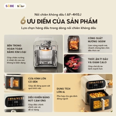 Nồi chiên không dầu Bear AF-4H15J (6L)