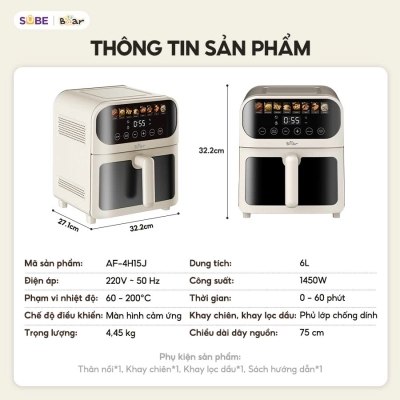 Nồi chiên không dầu Bear AF-4H15J (6L)