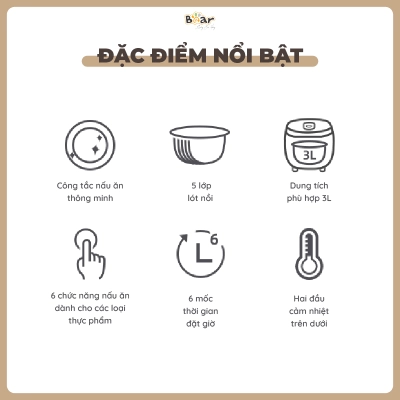 Nồi cơm điện 3L Bear SB-NC30A