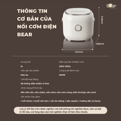 Nồi cơm điện 3L Bear SB-NC30A