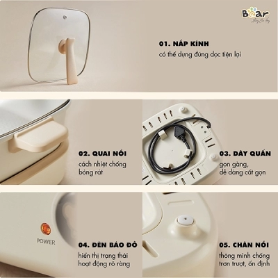 Nồi lẩu điện đa năng 7 in 1 Bear DHG-C40M1