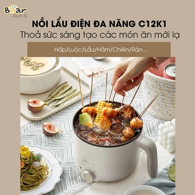 Nồi lẩu mini đa năng 1.2L Bear DRG-C12K1