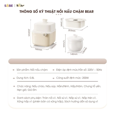 Nồi nấu chậm Bear 0.8L SB-NNC08