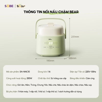 Nồi nấu chậm Bear 1L SB-NNC10