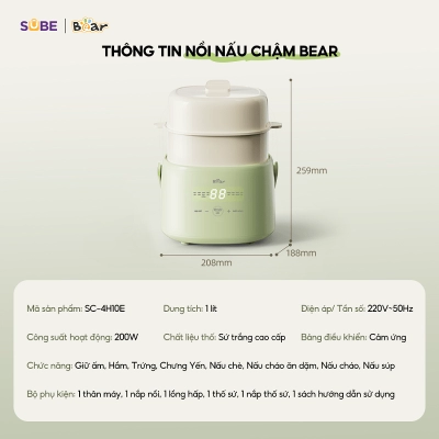 Nồi nấu chậm Bear 1L SC-4H10E