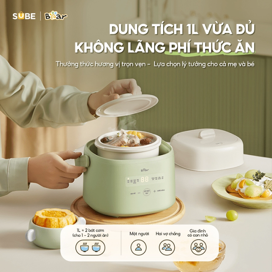 Nồi nấu chậm Bear 1L SC-4H10E