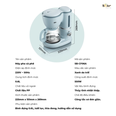 Máy pha cà phê mini Bear SB-CF06A