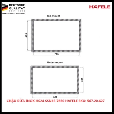 Chậu Rửa Inox HS24-SSN1S-7650 Hafele SKU: 567.20.627