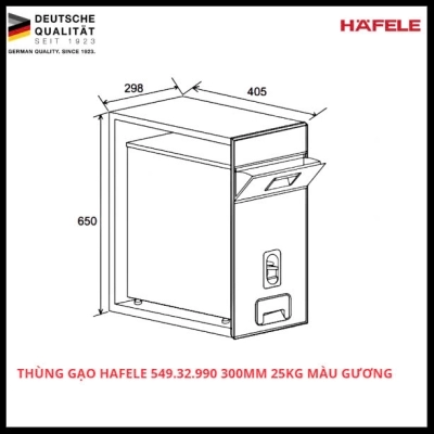 Thùng Gạo Hafele 549.32.990 300mm 25Kg Màu Gương 