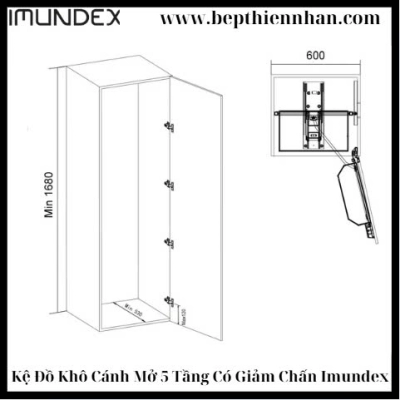 Kệ đồ khô cánh mở 5 tầng có giảm chấn Imundex 7801706