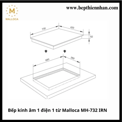 Bếp kính âm 1 điện 1 từ Malloca MH-732 IRN