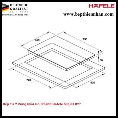 Bếp Từ 2 Vùng Nấu HC-I7520B Hafele 536.61.827