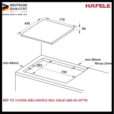 Bếp Từ 3 Vùng Nấu HC-IF77D Hafele SKU: 536.61.665