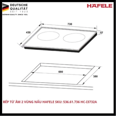Bếp Từ Âm 2 Vùng Nấu HC-I3732A Hafele SKU: 536.61.736