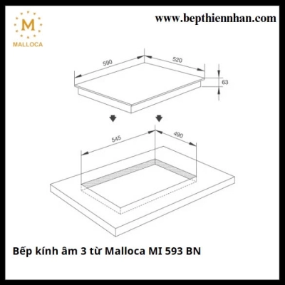 Bếp kính âm 3 từ Malloca MI 593 BN