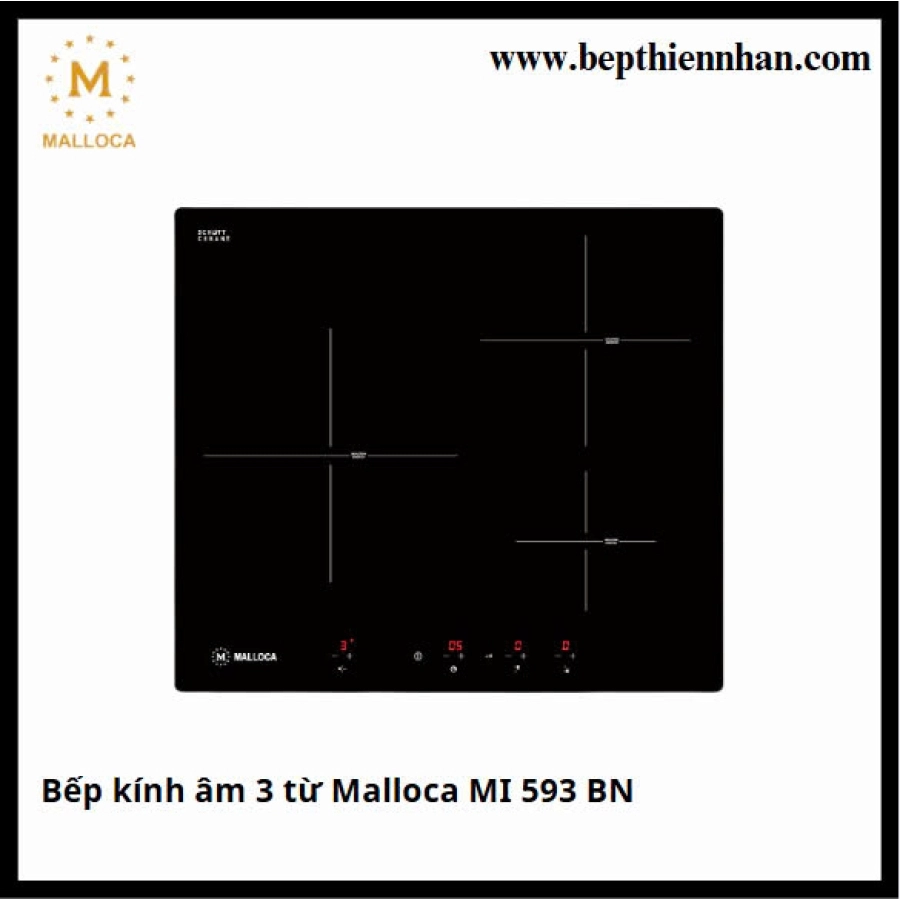 Bếp kính âm 3 từ Malloca MI 593 BN