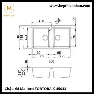 Chậu đá Malloca TORTORA K-45043