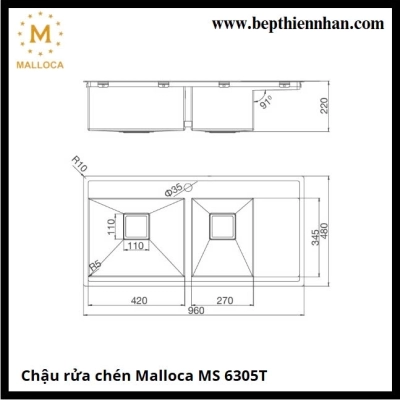 Chậu rửa chén Malloca MS 6305T