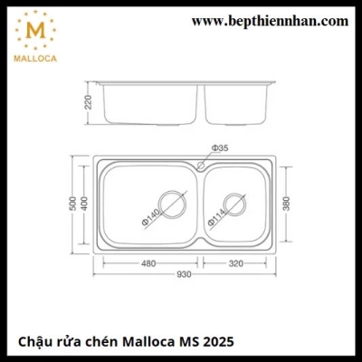 Chậu rửa chén Malloca MS 2025