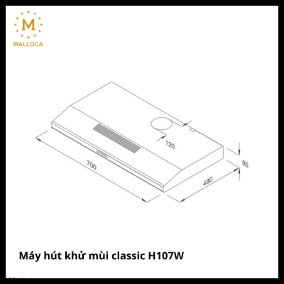 Máy hút khử mùi Malloca Classic H107W