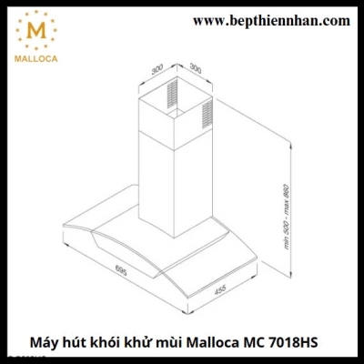 Máy hút khói khử mùi – áp tường Malloca MC 7018HS