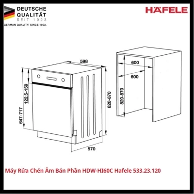 Máy Rửa Chén Âm Bán Phần HDW-HI60C HAFELE SKU: 533.23.120