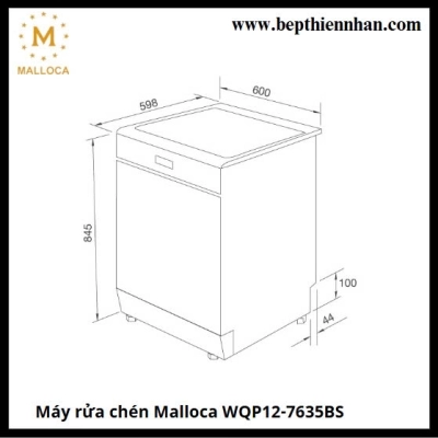 Máy rửa chén đứng độc lập Malloca WQP12-7635BS